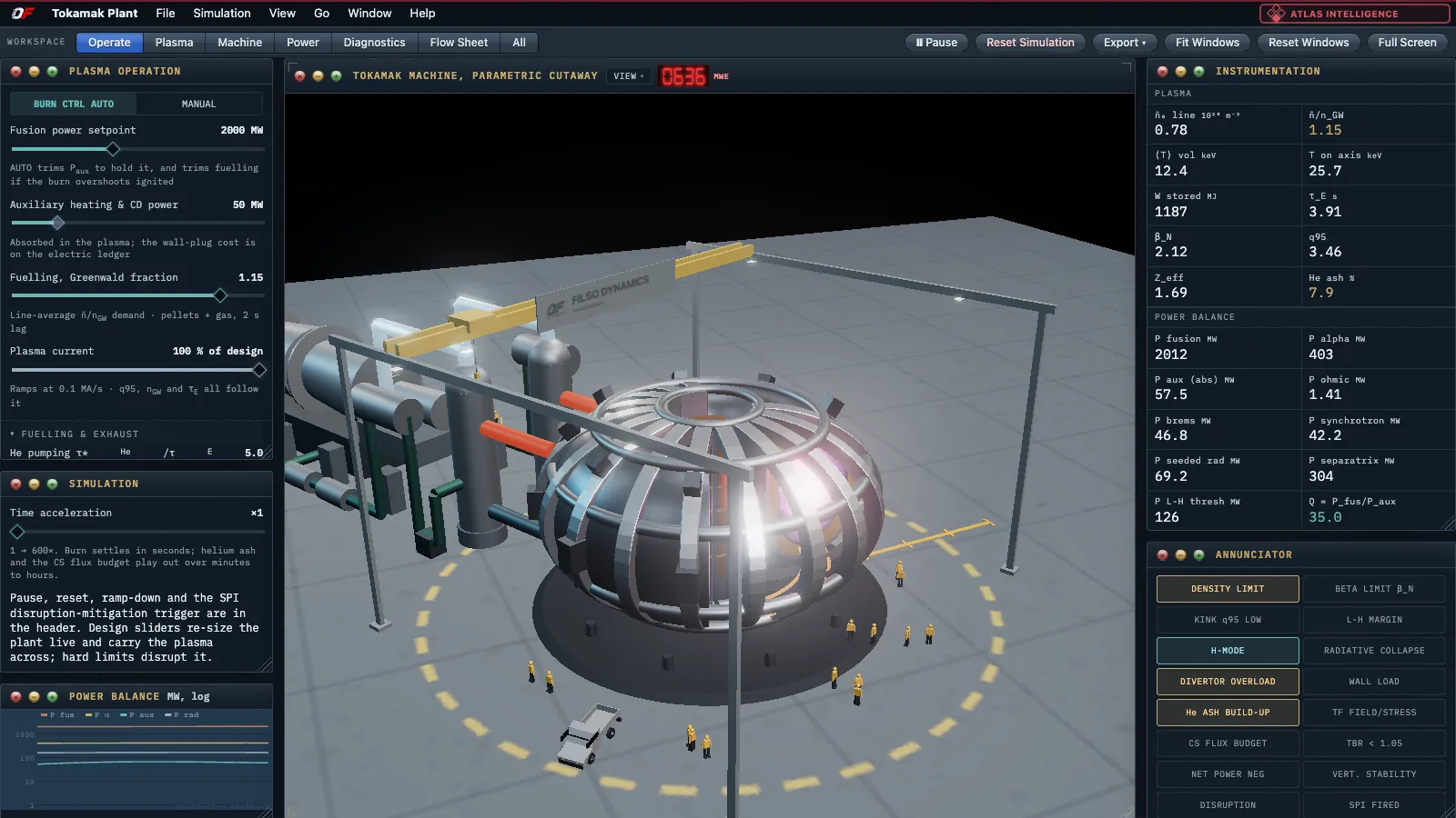 Tokamak fusion power plant designer with 3-D vessel model